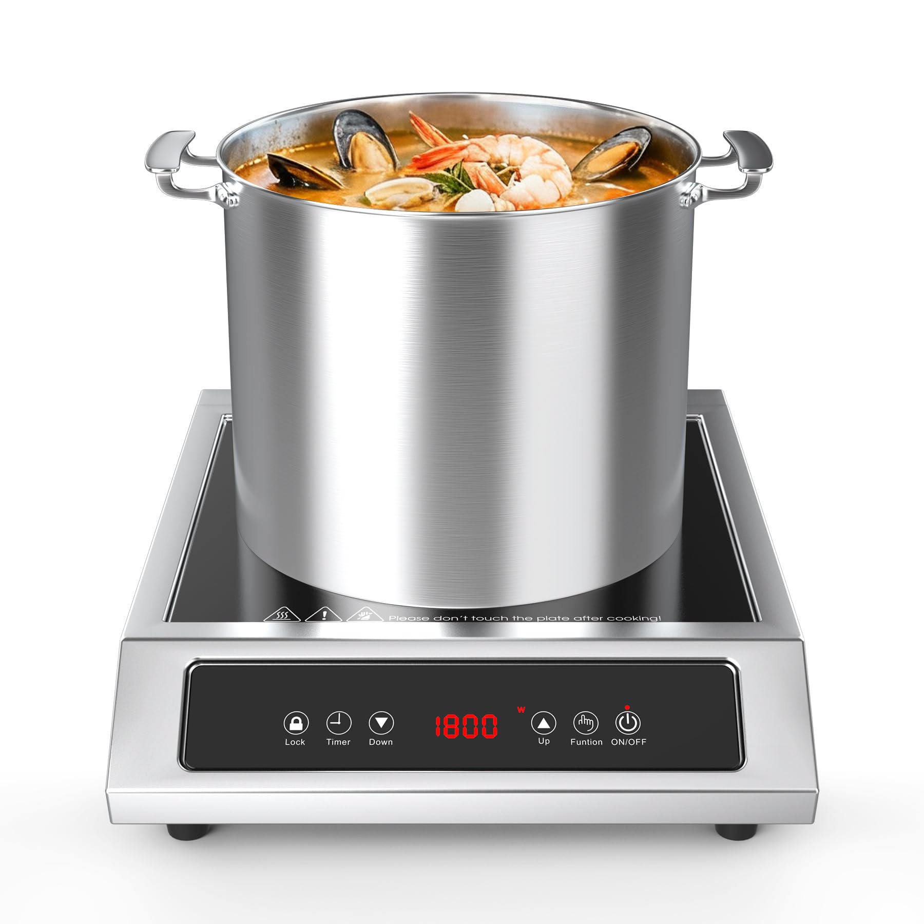 VBGK 1800W Induction Cooktop,Single Burner Commercial Portable Induction Cooktop 14 Inch,120V Stainless Steel Electric Countertop Burner