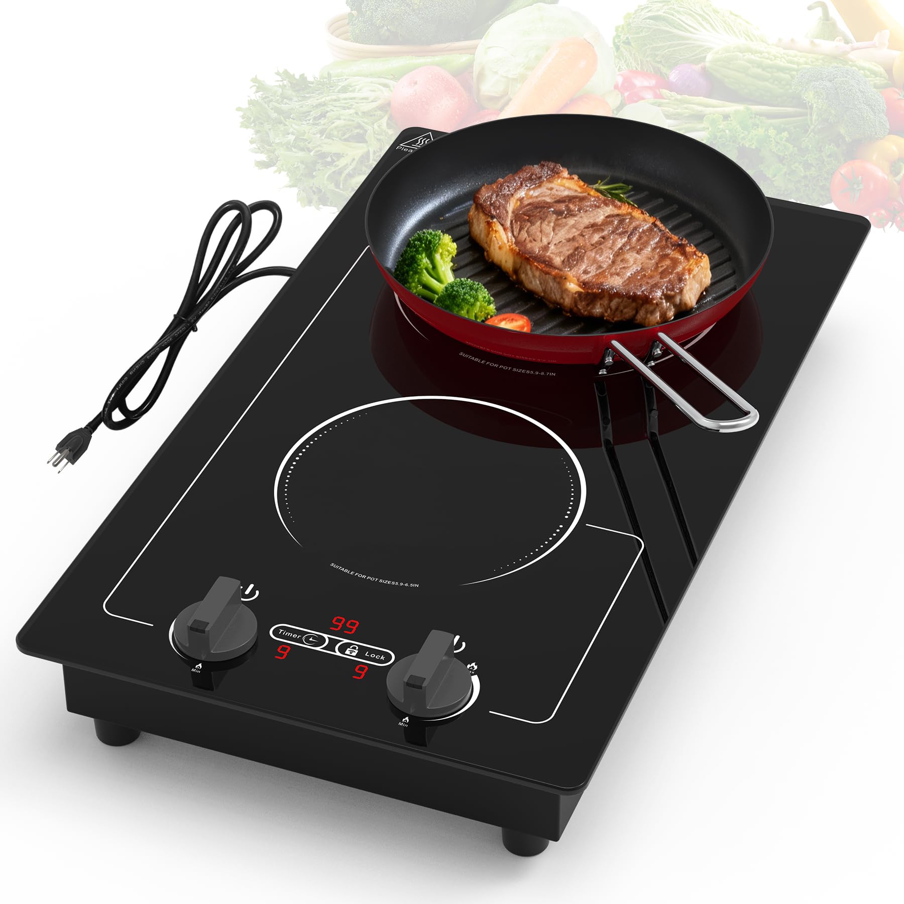 VBGK 2 Burner Induction Cooktop,110V 2300W Double Induction Cooktop