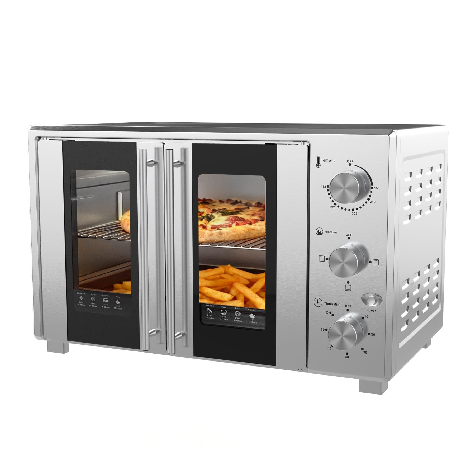 VBGK Extra Large French Door Countertop Toaster Oven 8-in-1 Combo, Stainless Steel, Silver