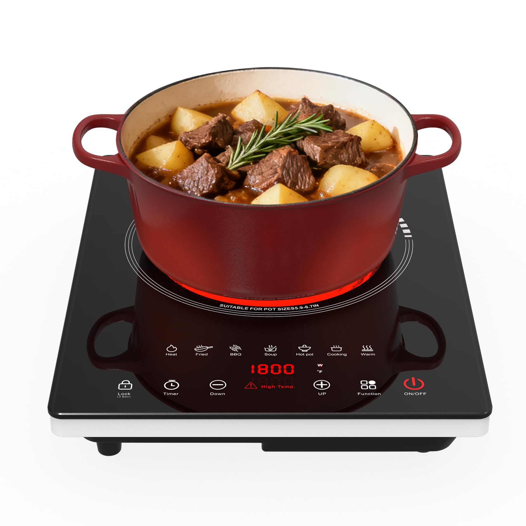 VBGK Single Burner Electric Cooktop 1800W, Portable Electric Stove Hot Plate Countertop Stove Top Burner
