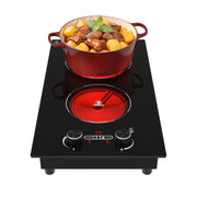 VBGK 2 Burner Electric Cooktop 110V, 12 Inch Electric Stove Top Control Countertop, Built-in Ceramic Cooktop