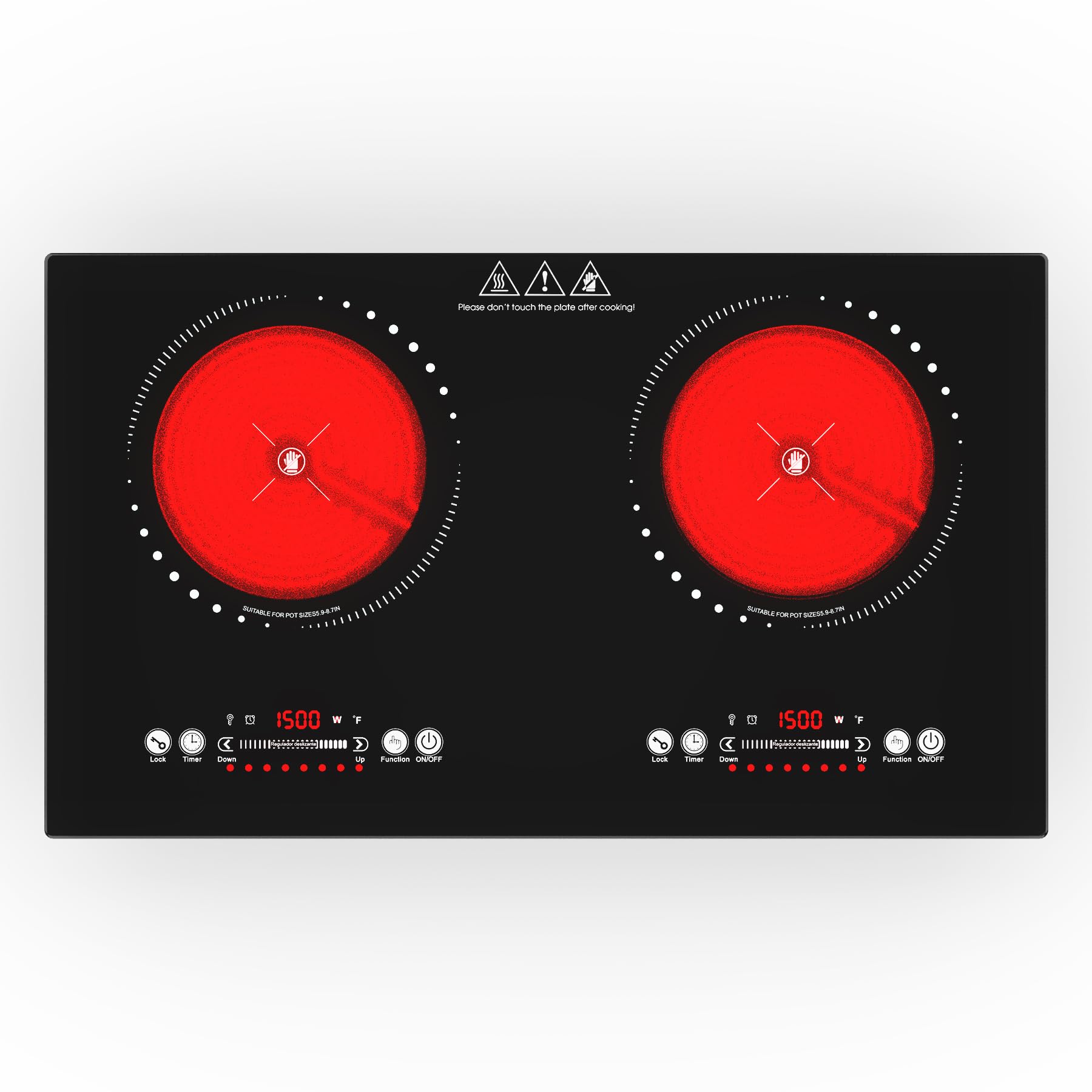 VBGK Electric Cooktop,110V 3000W Electric Stove Top,24 Inch 2 burner cooktop