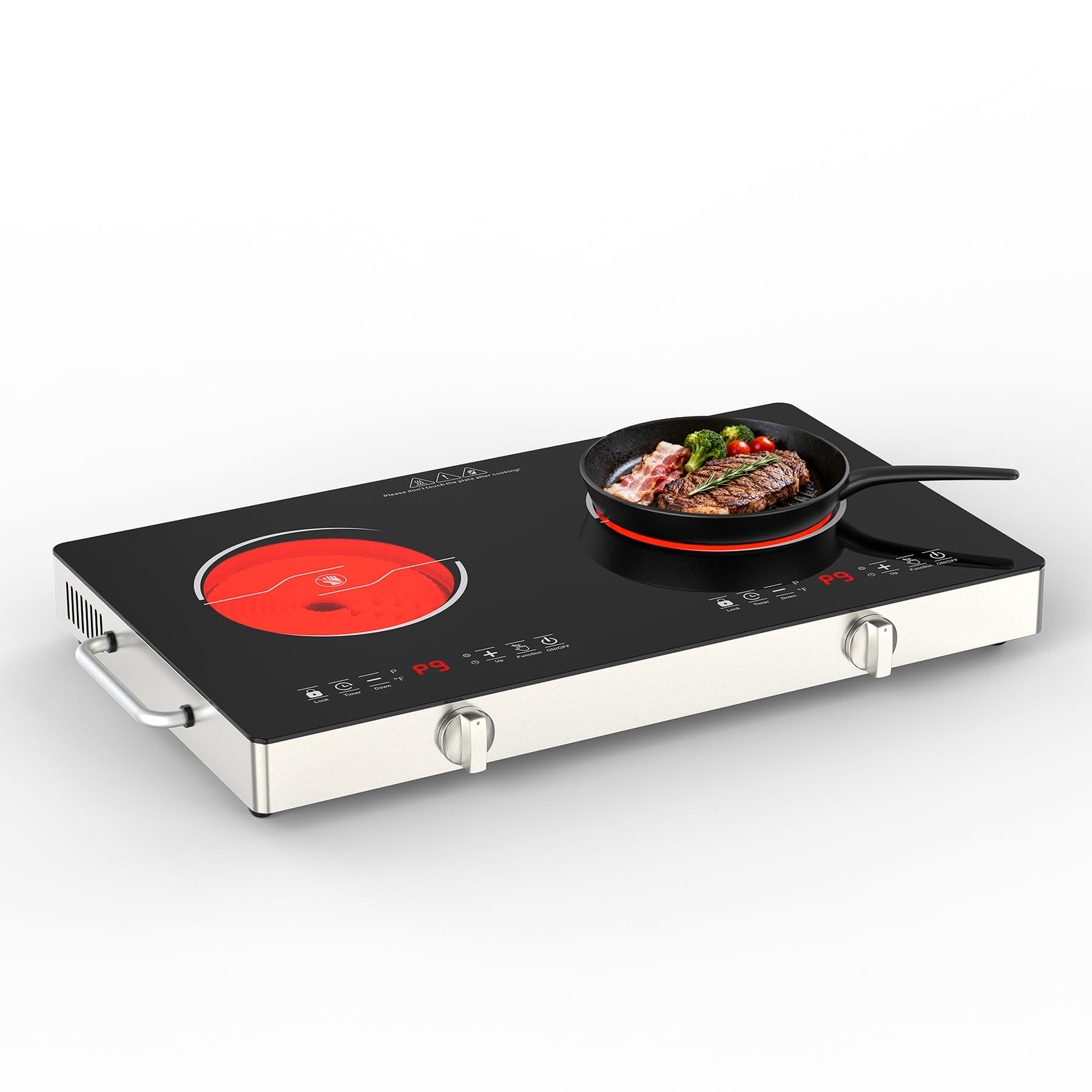 VBGK Electric Cooktop,110V 2400W Stove top, Countertop Cooktop, 2 burner Electric cooktop