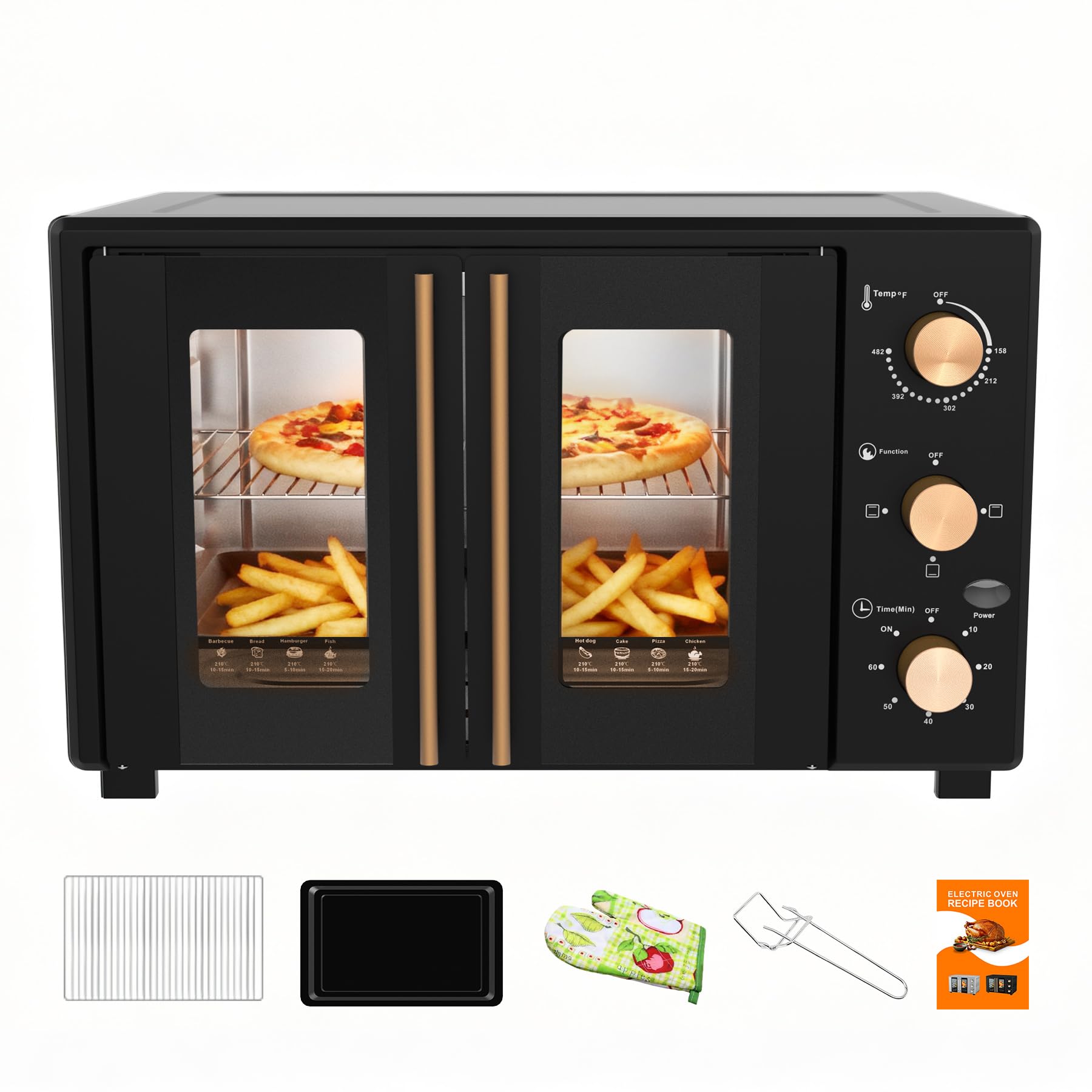VBGK Extra Large French Door Countertop Toaster Oven 8-in-1 Combo, 40 QT Large Capacity Countertop Oven,Black