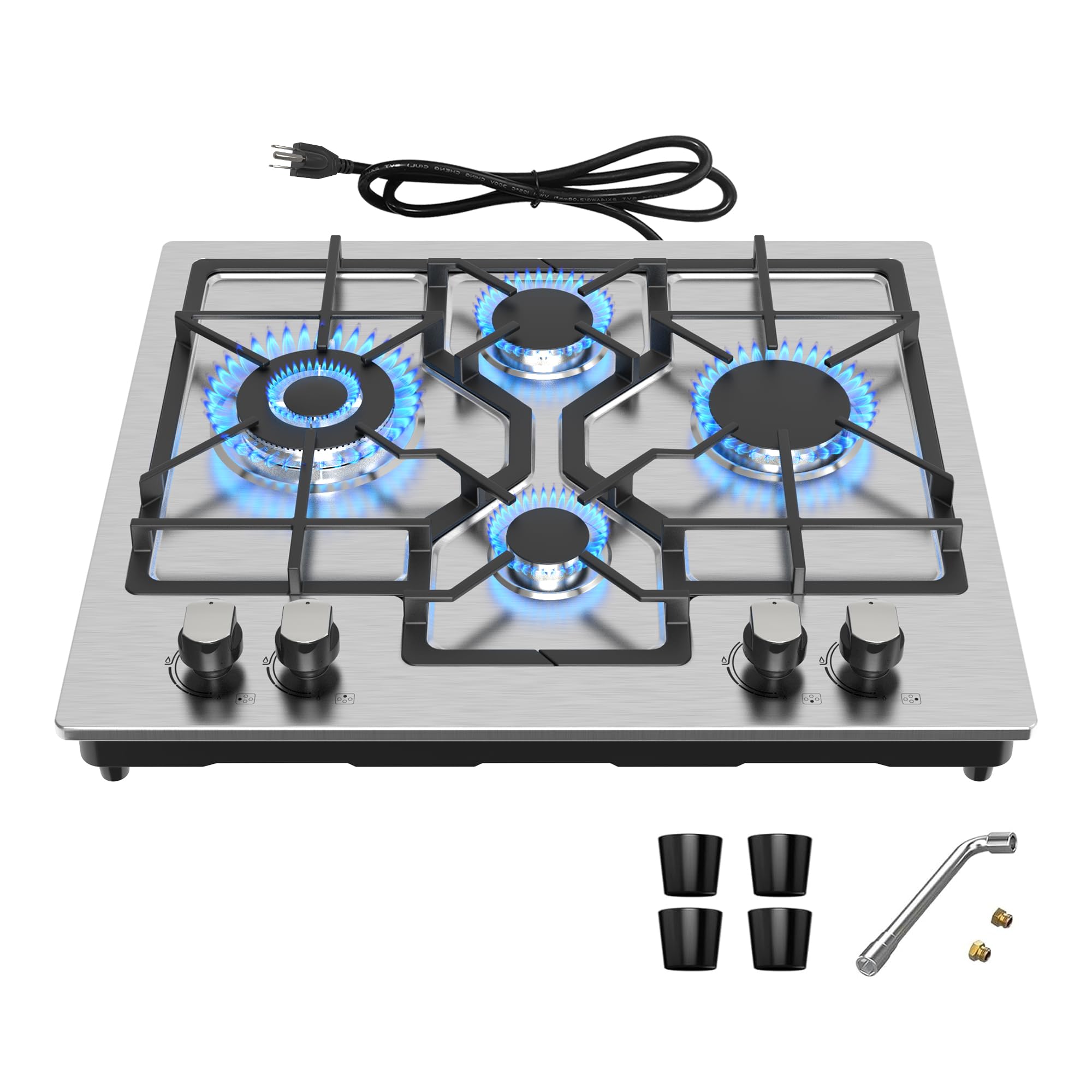 VBGK Gas Cooktop, Gas Stove Top with 5 High Efficiency Burners, Built-in Stainless Steel Propane Cooktop