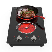 VBGK 2 Burner Electric Cooktop 12 Inch Electric Stove Top with Plug ,2100W Countertop Burners Built-In Stove Top