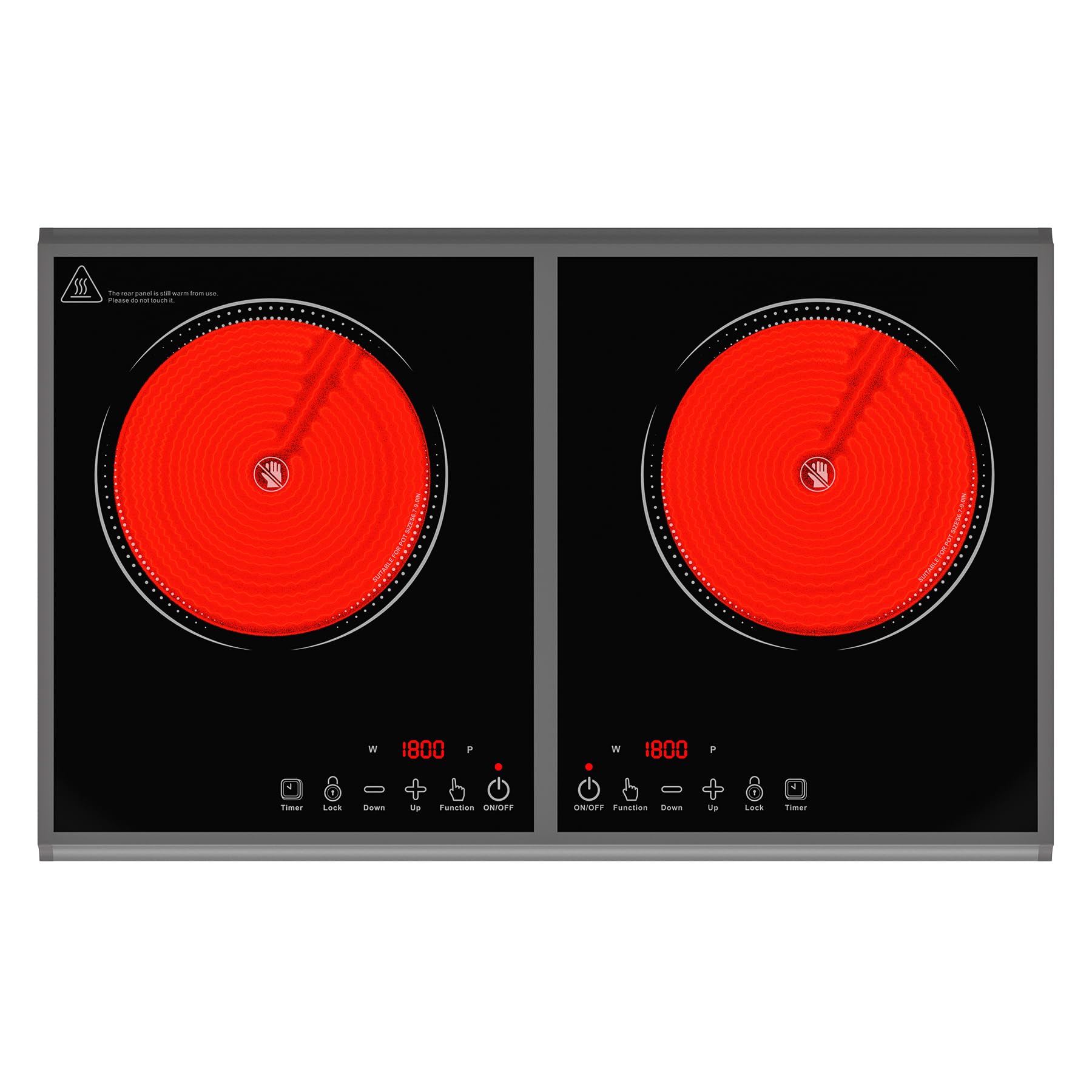 VBGK Electric Cooktop,110V 3600W Stove Top, 2 Burner Electric Cooktop