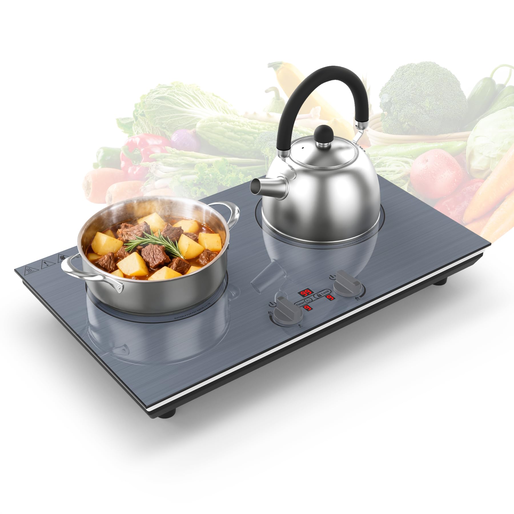 VBGK 2 burner Induction cooktop,110V 4000W induction hot plate, 2 burner induction cooker