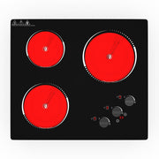 VBGK Electric Cooktop,24 inch 220V Electric Stove Top,500W 3 Burner Cooktop