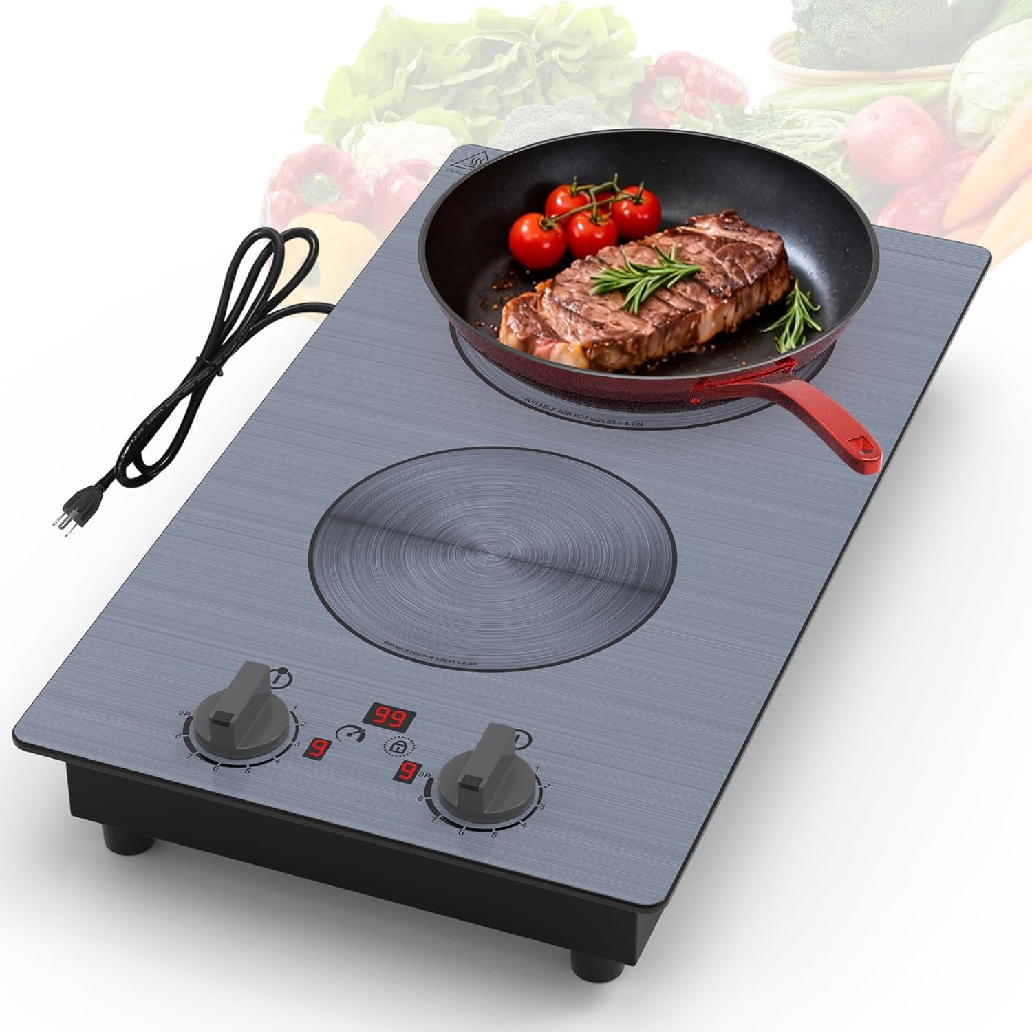 VBGK Induction Cooktop,110V 2300W Double Burner Hot Plate,2 Burner Induction Cooktop