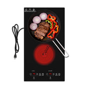 VBGK Electric Cooktop 2 Burners 110V, 12 Inch Electric Stove Top Hot Plate, Countertop Built-in Ceramic Cooktop