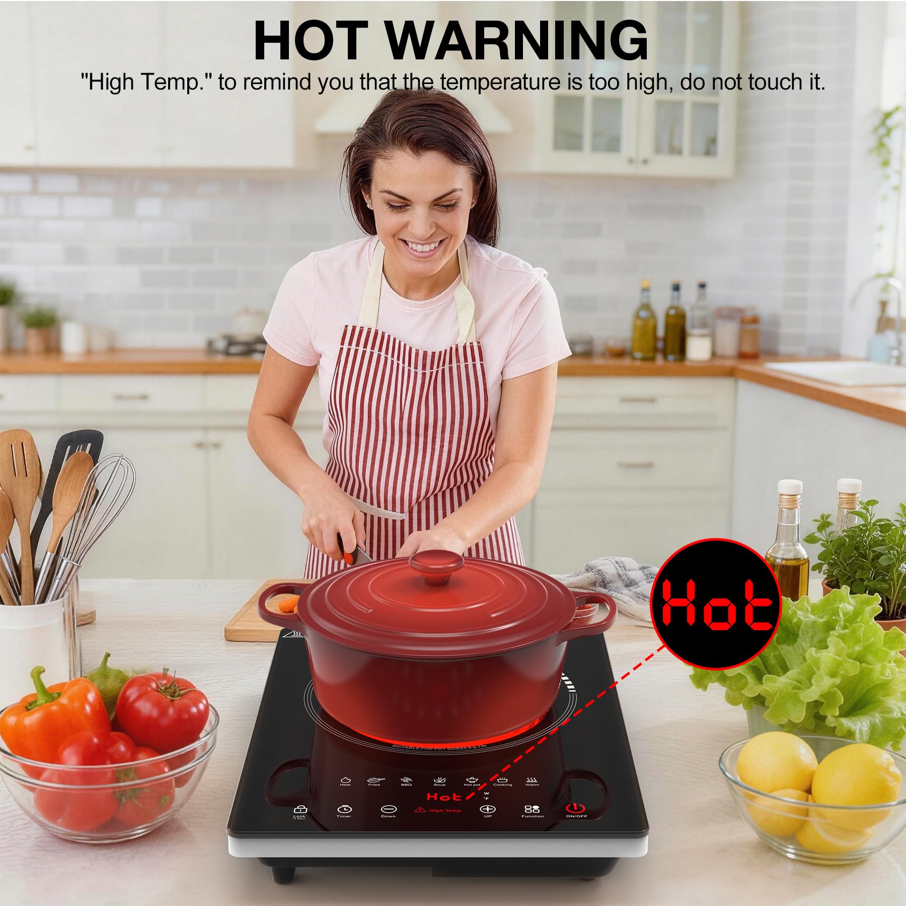 VBGK Single Burner Electric Cooktop 1800W, Portable Electric Stove Hot Plate Countertop Stove Top Burner