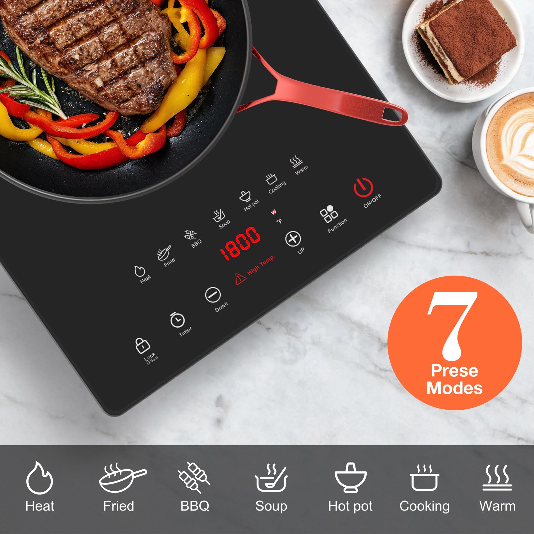 VBGK Single Burner Electric Cooktop 1800W, Portable Electric Stove Hot Plate Countertop Stove Top Burner