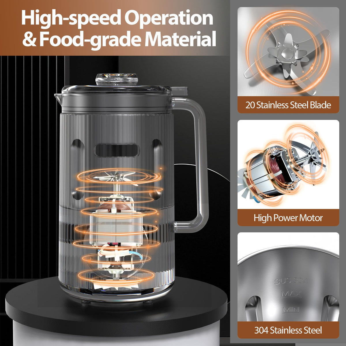 Machine à lait végétal VBGK 1 L, robot culinaire multifonction 8-en-1 pour laits végétaux fait maison (Blanc)
