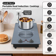 VBGK Induction Cooktop,110V 2300W Double Burner Hot Plate,2 Burner Induction Cooktop