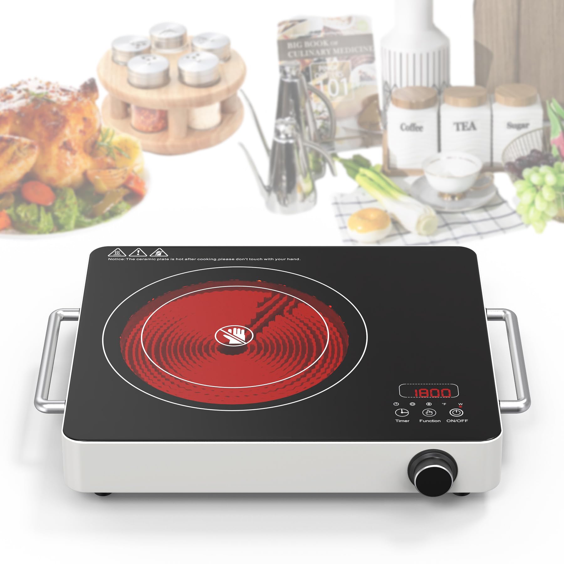 VBGK Single Burner Induction Cooktop 1800W, Portable Electric Stove with 9 Power Levels for Kitchen & RV Cooking