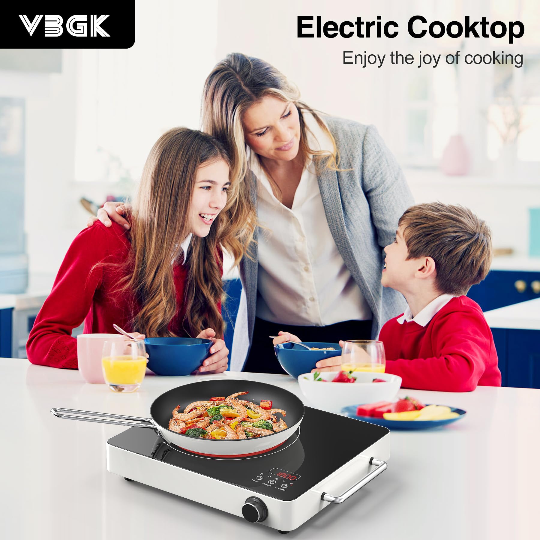 VBGK Single Burner Induction Cooktop 1800W, Portable Electric Stove with 9 Power Levels for Kitchen & RV Cooking