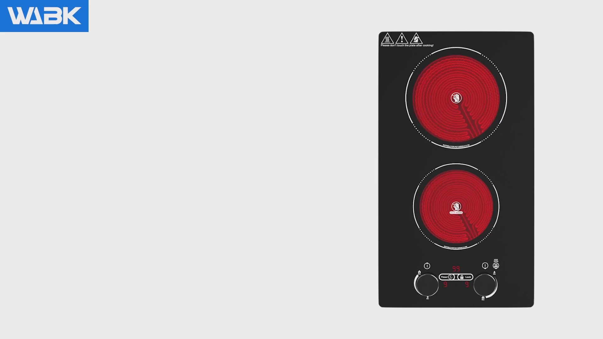 Load video: VBGK 2 Burner Electric Cooktop 12 Inch 110V Ceramic Stove Top with Built-In &amp; Countertop Design for Home Kitchen