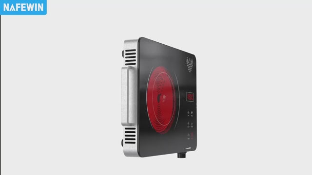 Cargar vídeo: Placa de inducción cerámica portátil VBGK de 11 pulgadas y 1800W, quemador individual con control de perilla