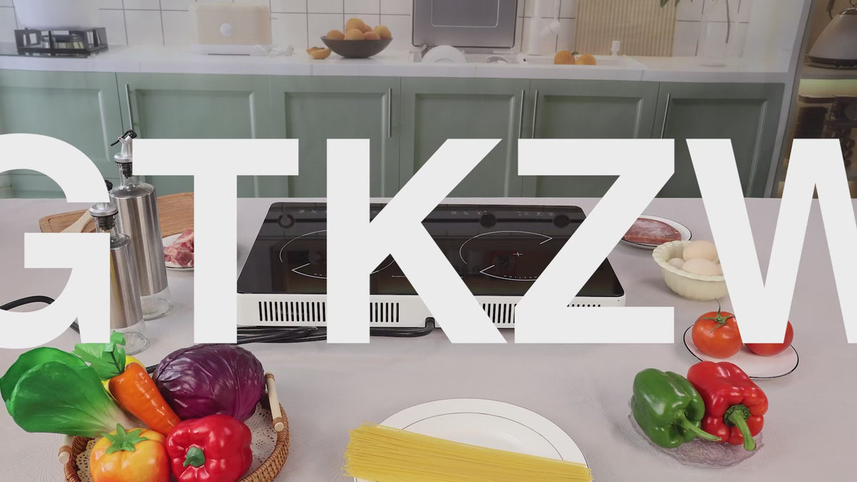 Load video: VBGK 24 Inch 2 Burner Induction Cooktop, 3600W, Knob Controls, 110–120V