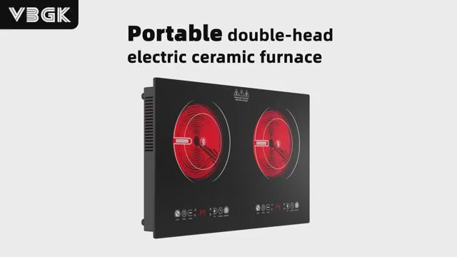 Charger la vidéo : Plaque de cuisson électrique à 2 foyers VBGK 110 V 2400 W, table de cuisson électrique à deux foyers de 24 pouces avec commande tactile pour la cuisine
