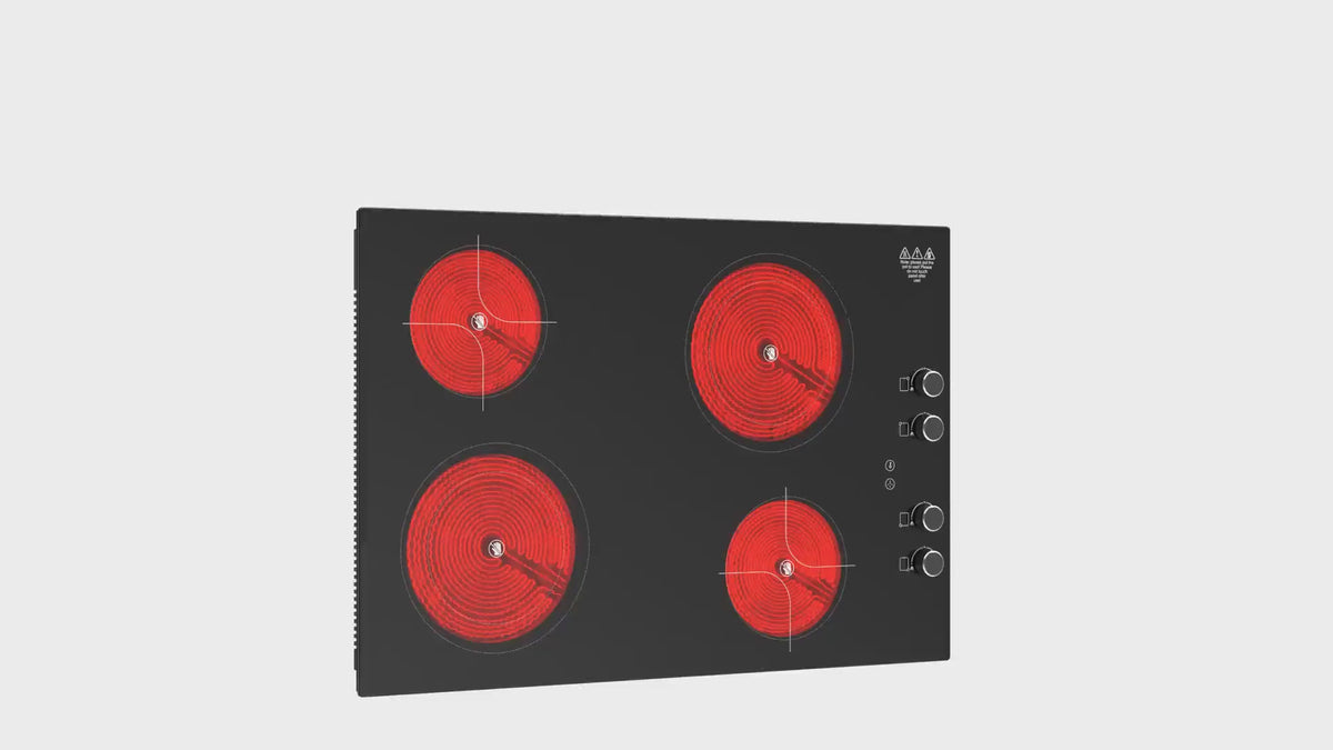 Load video: VBGK 30 Inch 4 Burner Electric Cooktop, 7200W 220-240V Built-In &amp; Countertop Stove Top with Touch Control &amp; Safety Lock