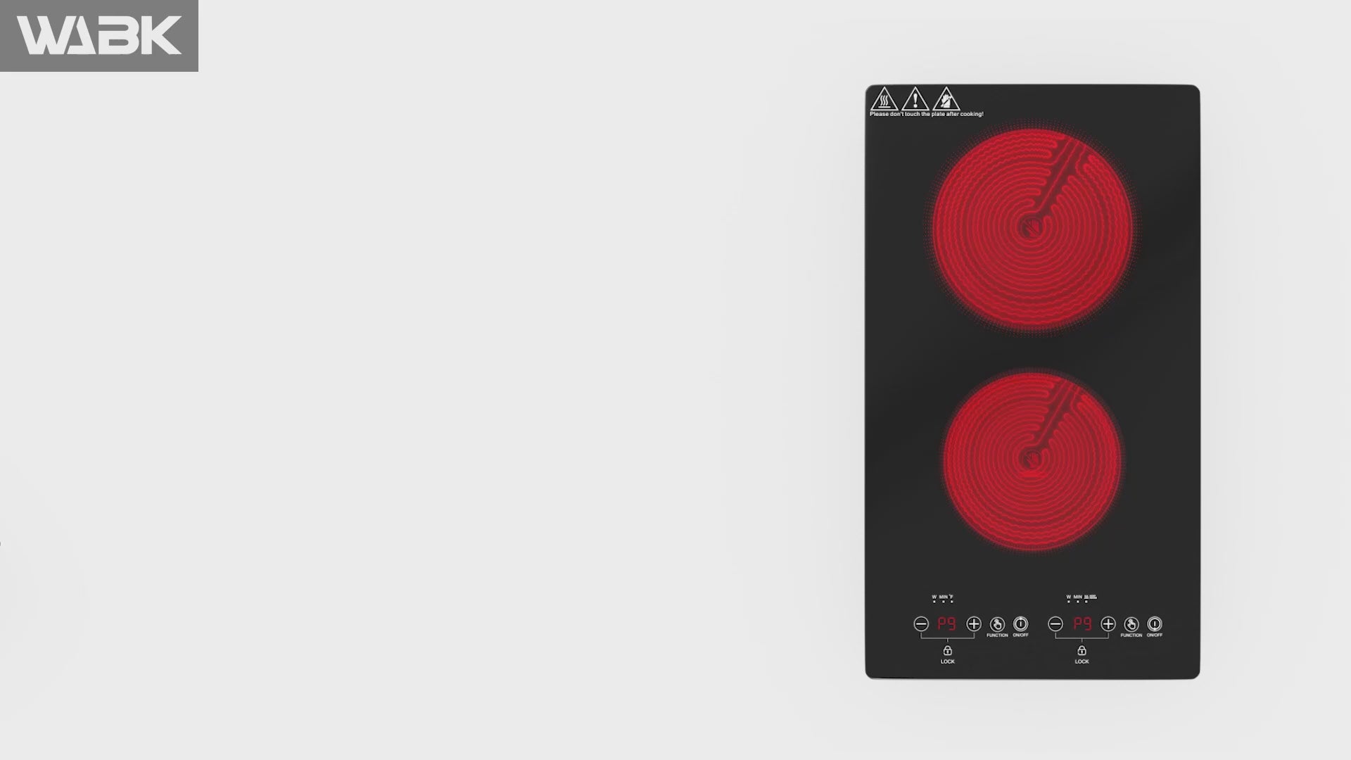 Load video: VBGK Electric Cooktop 2 Burners 110V, 12 Inch Electric Stove Top Hot Plate, Countertop Built-in Ceramic Cooktop