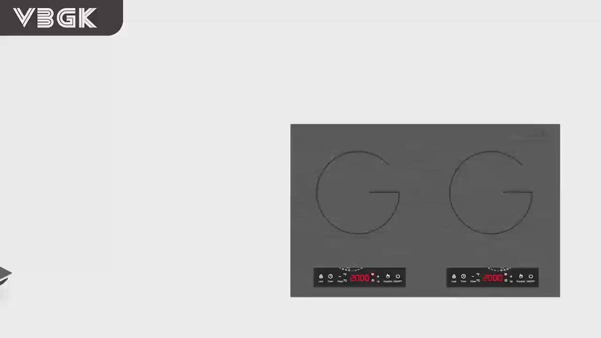 Video laden: VBGK 24 inch 4000W inductiekookplaat met 2 kookzones, 110V elektrische kookplaat voor keuken en camper