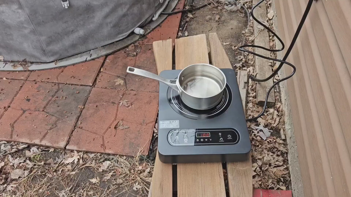 Charger la vidéo : Plaque de cuisson électrique à un foyer VBGK 110V 1800W, réchaud électrique portable de 11 pouces pour cuisine et VR