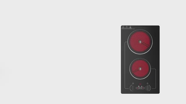 Load video: VBGK 2 Burner Electric Ceramic Cooktop 3000W, 12 Inch Dual Burner Stove Top for Kitchen