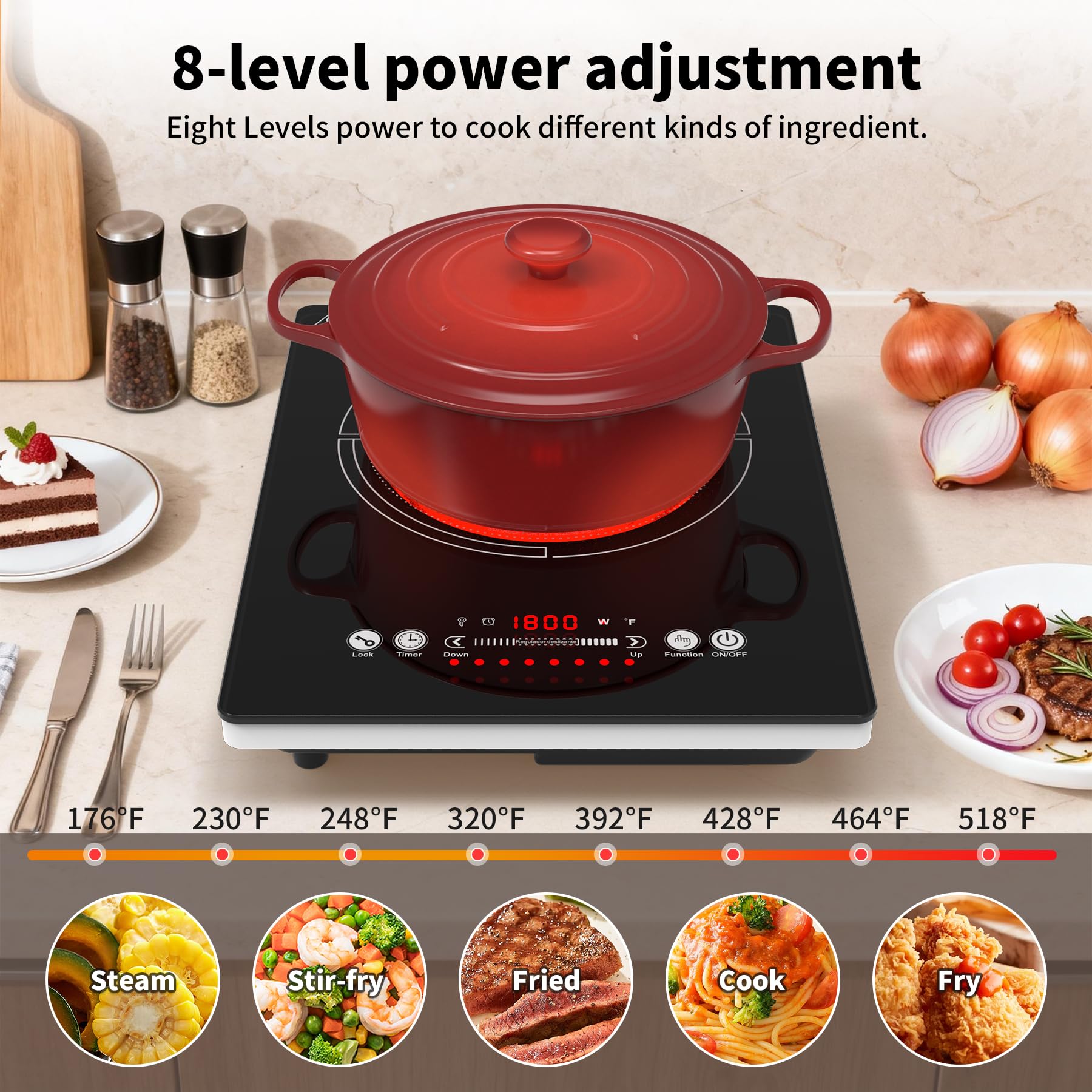 VBGK Single Burner Electric Cooktop,110V 1800W electric burner,portable single burner cooktop